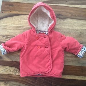 Baby Boden pink corduroy coat with pattern lining